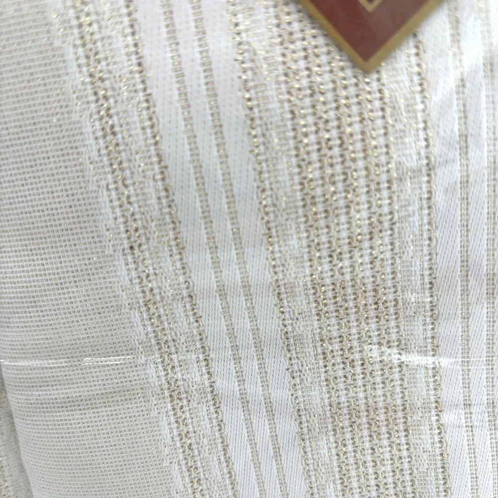 White Gold Stripe Round Tablecloth Bardwil Linens 70 Inch Brilliant Holiday NEW